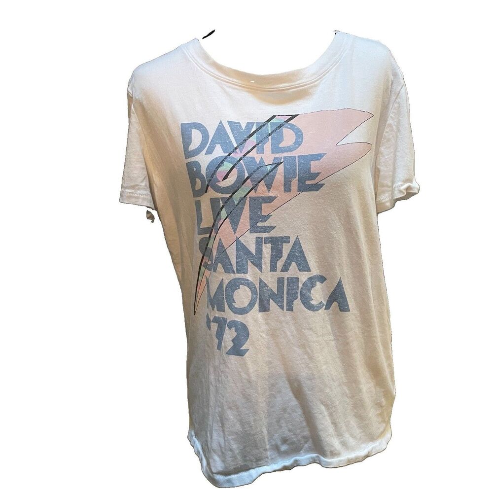 Elizabeth and James David Bowie Live Santa Monica 72 Band Tee XS Distressed Rock